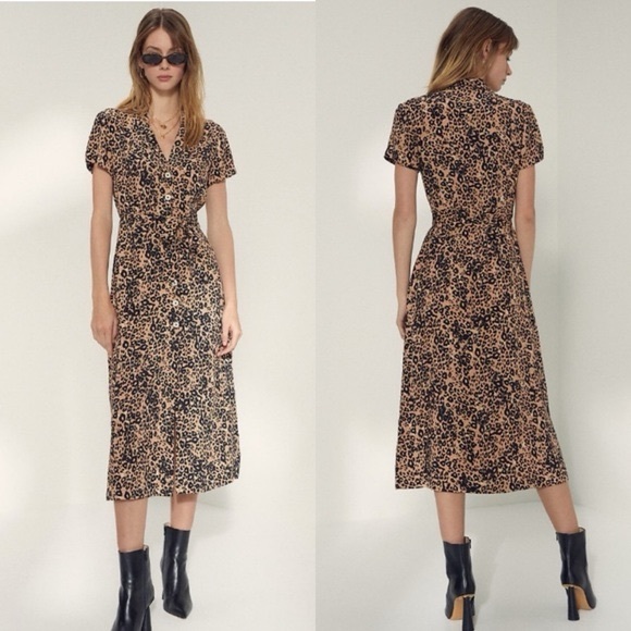 Aritzia Wilfred Leopard Shirt Dress Size XXS - Picture 2 of 8